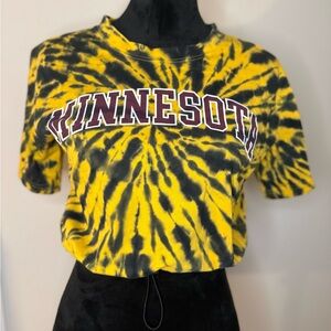 PINK Victoria's Secret Yellow and Black Tie-Dye Tee